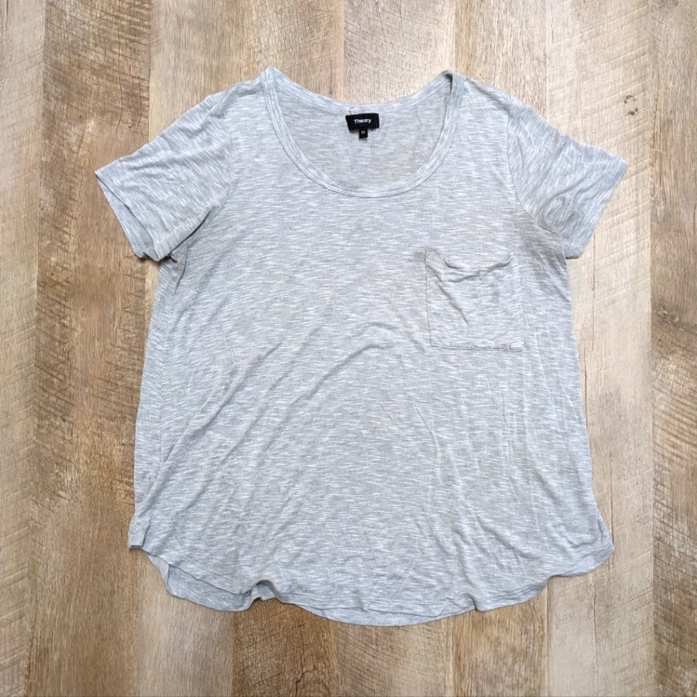 Theory Light Gray Short Sleeve Pocket Tee